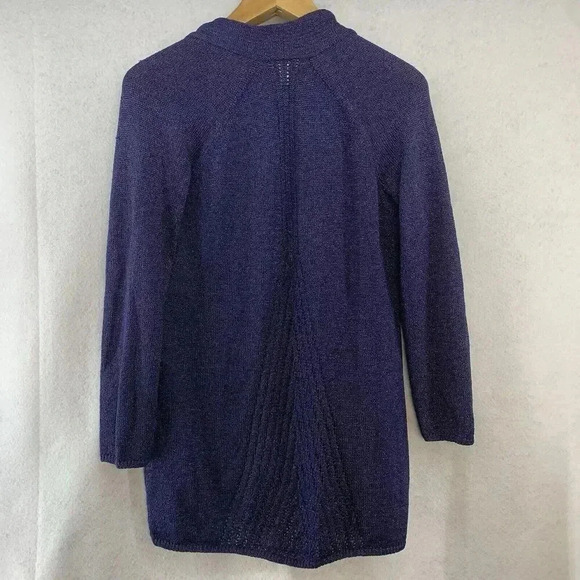 Chico's Open Cardigan 1 (M) Purple Sparkle Knit Rayon Blend Long Sleeve - Picture 2 of 4